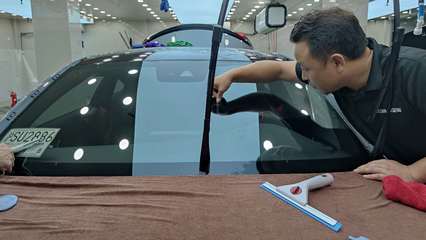 圣佳玻璃盾甲|汽车玻璃保护膜 奔驰C43施工案例分享